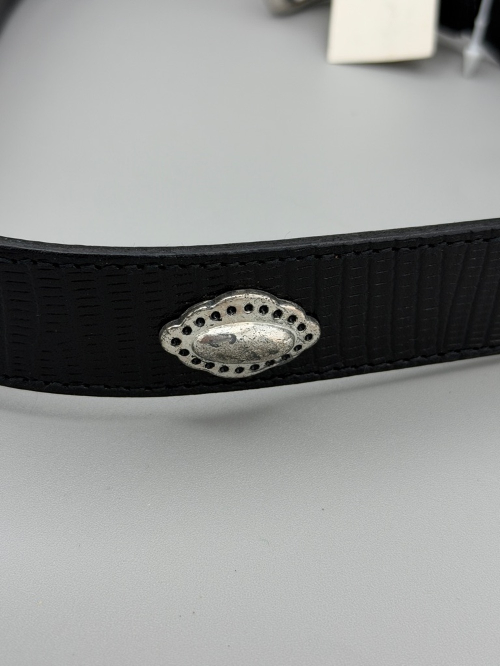 Talbots Black Textured Leather Belt with Silver-Tone Buckle and Conchos - Picture 15 of 16